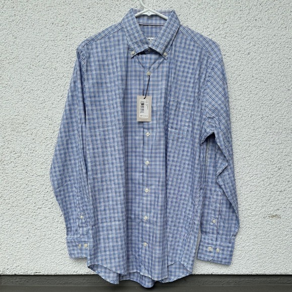 Peter Millar Button Down Shirt Plaid Long Sleeve‎ Casual Soft Size M - Picture 1 of 6